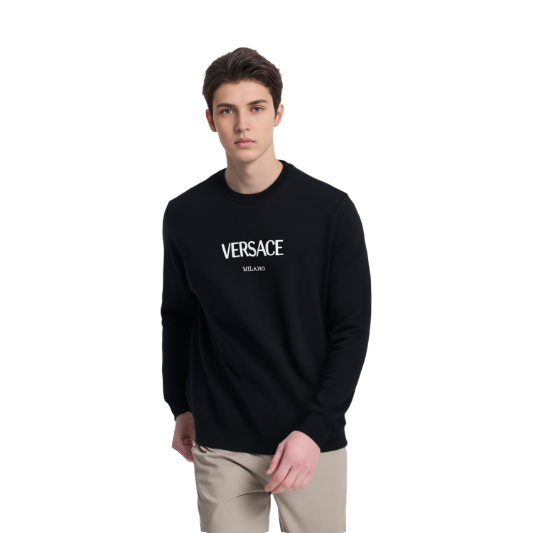 Purchase Sudadera Negra Versace con Diseño Gráfico de Logo Letras. A89389A231242A1008