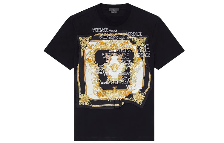 VERSACE Black Crewneck T-Shirt with Letter Print Design. 1000851-1A00661-2B130 圖 2