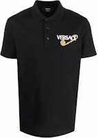 Versace Black Embroidered Letter Logo Straight-Cut Casual Polo Shirt 10015621-A011591-B000 Versace Black Embroidered Letter Logo Straight-Cut Casual Polo Shirt 10015621-A011591-B000
