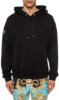 Versace Black Embroidered Logo Loose Fit Hoodie A83499-A228146-A008 Lookbook Versace Black Embroidered Logo Loose Fit Hoodie A83499-A228146-A008