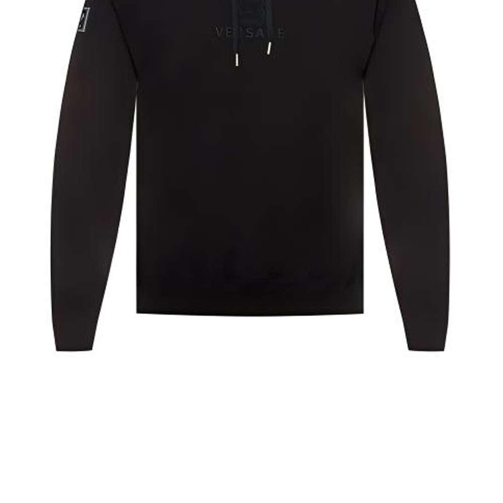 Sizing Versace Black Embroidered Logo Loose Fit Hoodie A83499-A228146-A008