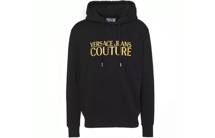 Versace Black Embroidered Logo Regular Fit Hoodie for Men 71GAIT01-CF00T-G89
