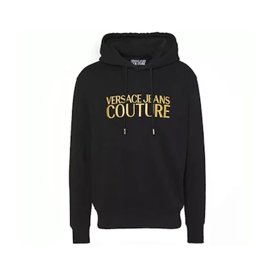 Versace Black Embroidered Logo Regular Fit Hoodie for Men 71GAIT01-CF00T-G89