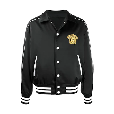 Versace Black Embroidered Pattern Collared Jacket A83110-A229940-A008