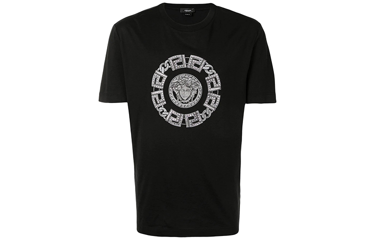 VERSACE Black Fitted T-Shirt with Logo A87386-A228806-A1008