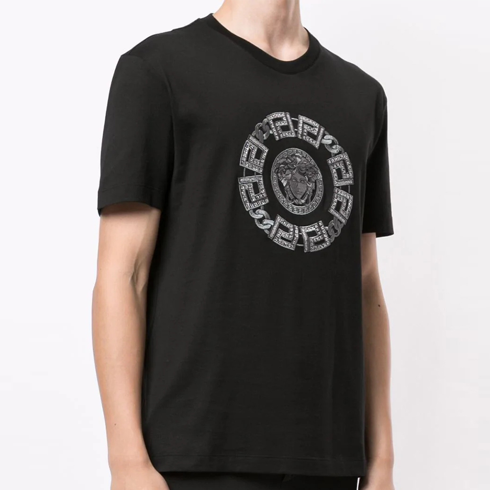 VERSACE Black Fitted T-Shirt with Logo A87386-A228806-A1008 圖 3