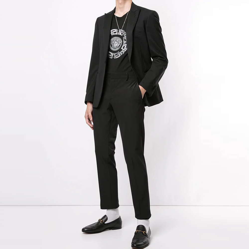 VERSACE Black Fitted T-Shirt with Logo A87386-A228806-A1008 圖 5