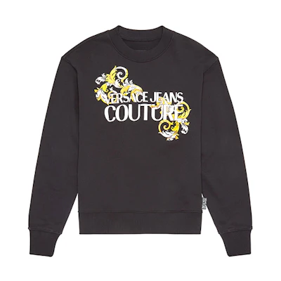 Versace Black Floral Logo Pullover Sweatshirt B7GZA7TU-30318-K42