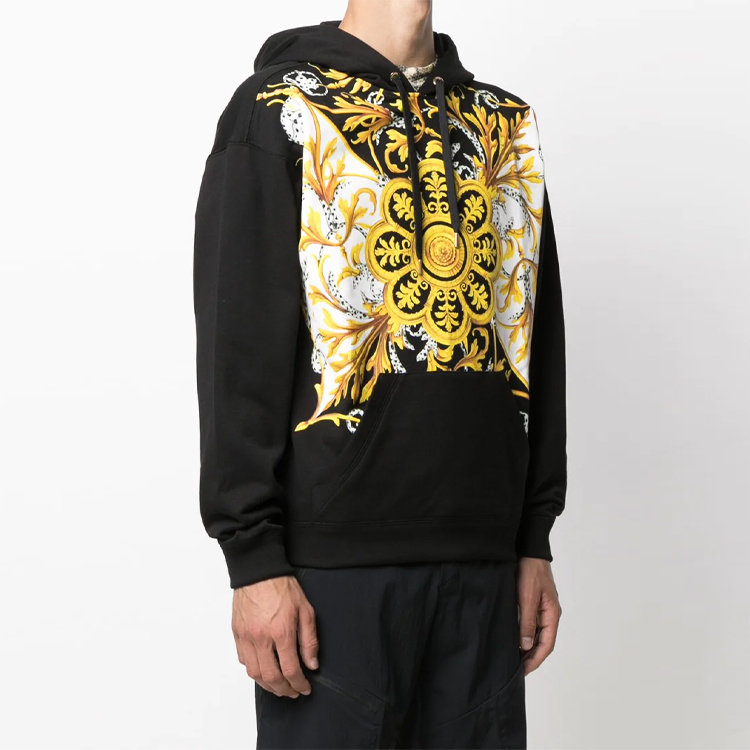 VERSACE Black Floral Print Hoodie Long Sleeve A87476-A231242-A1008 圖 6