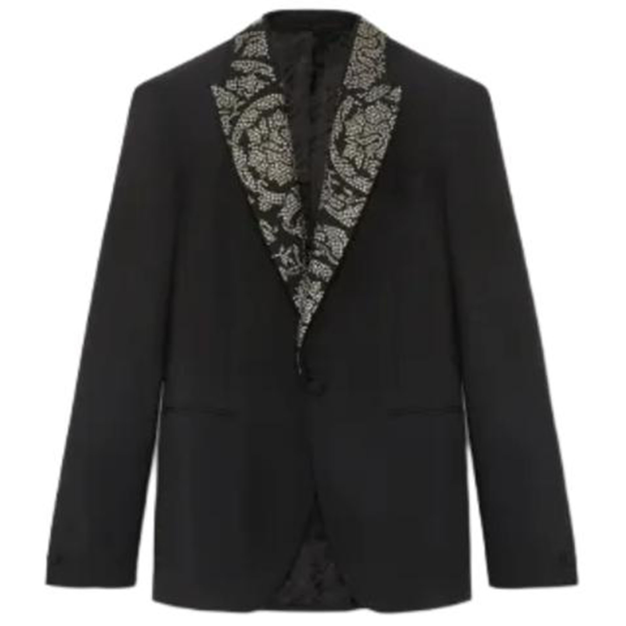 Versace Black Floral Studded Long-Sleeve Collared Jacket 1008576-1A05740-1B000