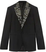 Versace Black Floral Studded Long-Sleeve Collared Jacket 1008576-1A05740-1B000 Versace Black Floral Studded Long-Sleeve Collared Jacket 1008576-1A05740-1B000