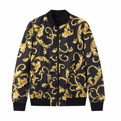 Versace Black Full Print Zip-Up Casual Jacket Long Sleeve 1012269-1A10587-5B090