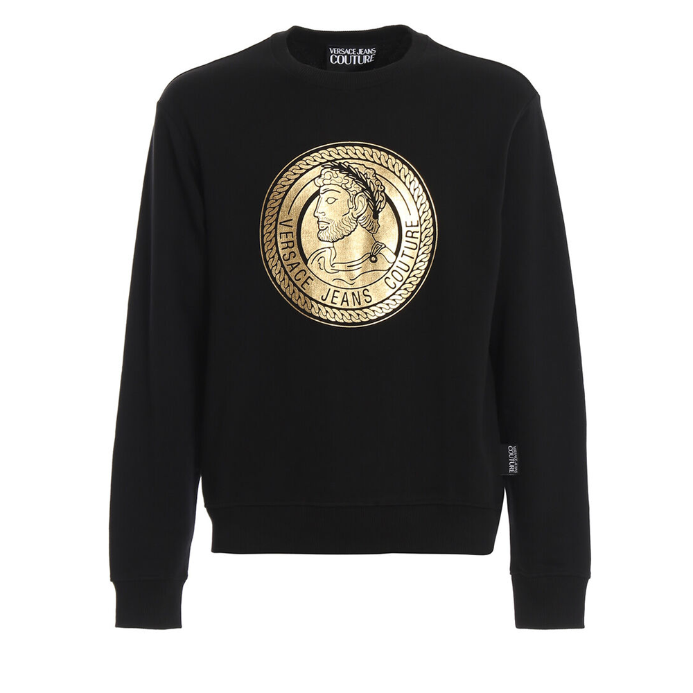 Versace Black Gold Logo Print Long-Sleeve Sweatshirt B7GUA7FS-30219-899