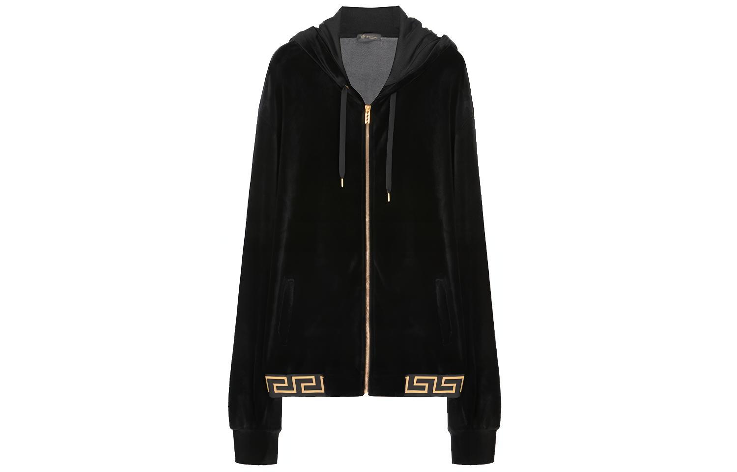 Versace Black Greca Trim Loose Fit Zip-Up Jacket AGU15010-AC00344-A008