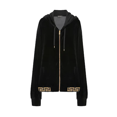 Versace Black Greca Trim Loose Fit Zip-Up Jacket AGU15010-AC00344-A008