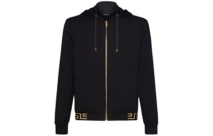 Versace Black Greek Key Logo Hoodie Jacket AGU15010-AV00194-A80G