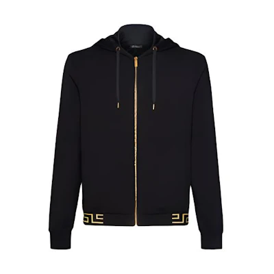 Versace Black Greek Key Logo Hoodie Jacket AGU15010-AV00194-A80G