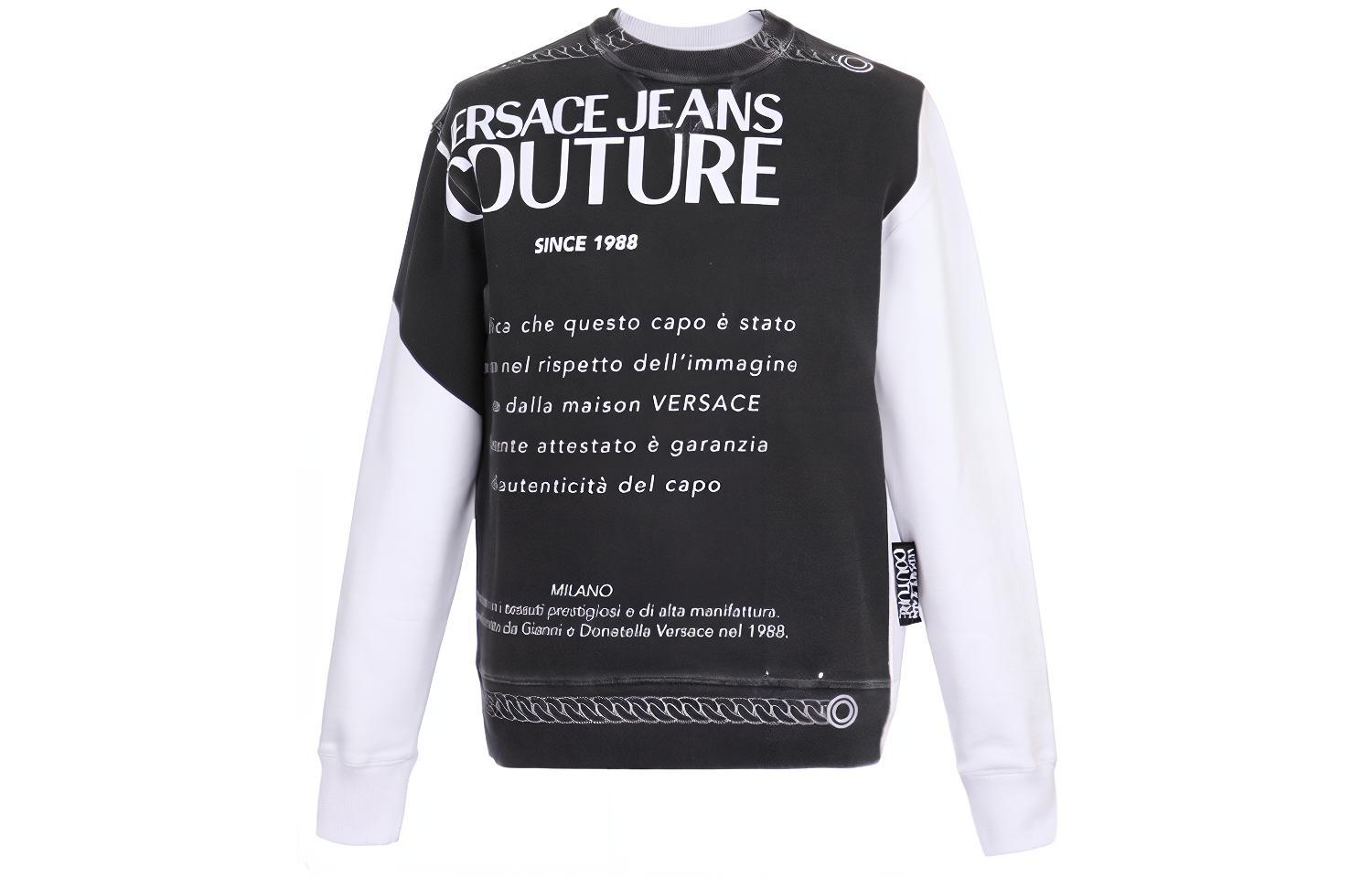 Versace Black Grey Cotton Long-Sleeve Sweatshirt with Letter Design B7GVA7F5-13956-003