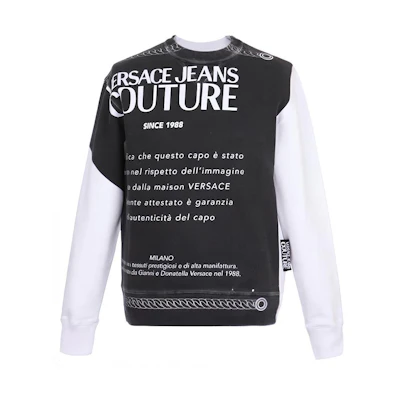 Versace Black Grey Cotton Long-Sleeve Sweatshirt with Letter Design B7GVA7F5-13956-003