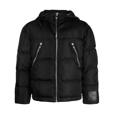 Versace Black Hooded Down Jacket Coat with Zipper 1012362-1A02928-1B000
