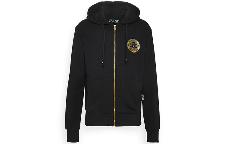 Versace Black Hoodie with Letter Logo Pattern B7GZA7TY-30318-K42