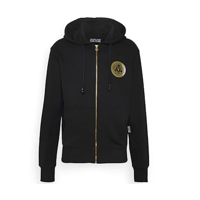 Versace Black Hoodie with Letter Logo Pattern B7GZA7TY-30318-K42