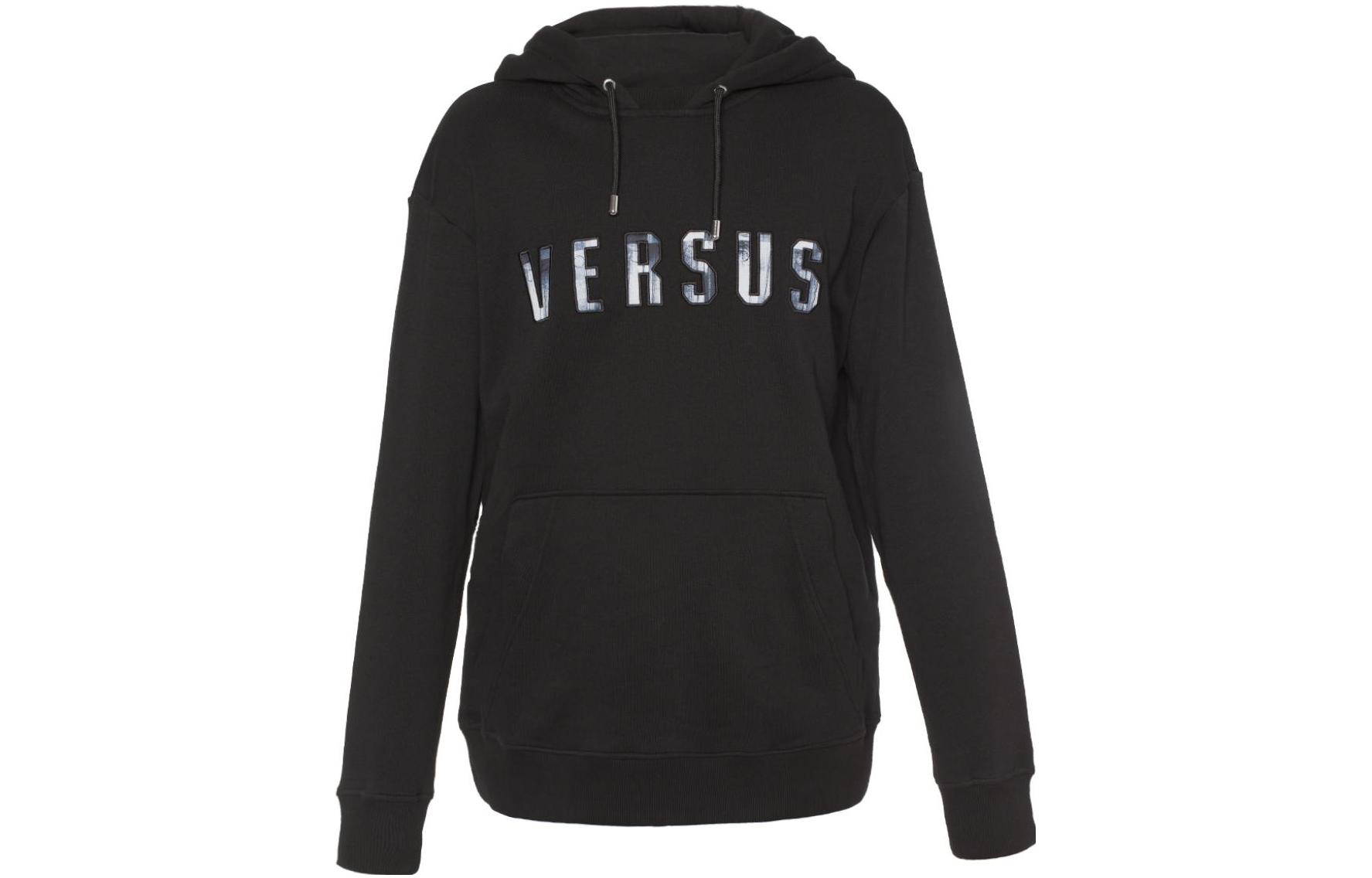 Versace Black Hoodie with Letter Print Design BU90394-BJ20431-B7350