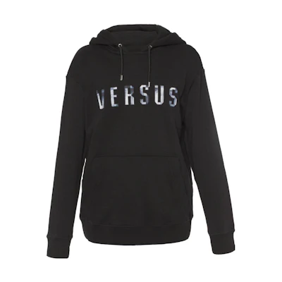 Versace Black Hoodie with Letter Print Design BU90394-BJ20431-B7350