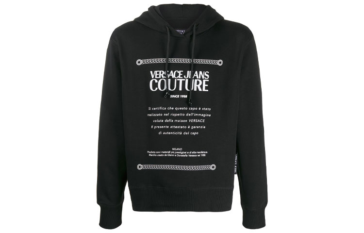 Versace Black Hoodie with Logo Print B7GVA7X6-30312-899