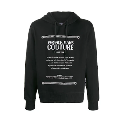 Versace Black Hoodie with Logo Print B7GVA7X6-30312-899