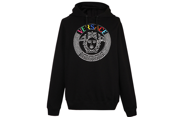 VERSACE Black Hoodie with Medusa Logo Print A83506-A227994-A008