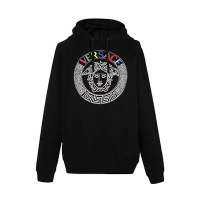 VERSACE Black Hoodie with Medusa Logo Print A83506-A227994-A008