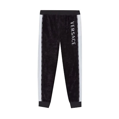 VERSACE Black Knit Joggers with Logo Design. A88744-A234742-A1008