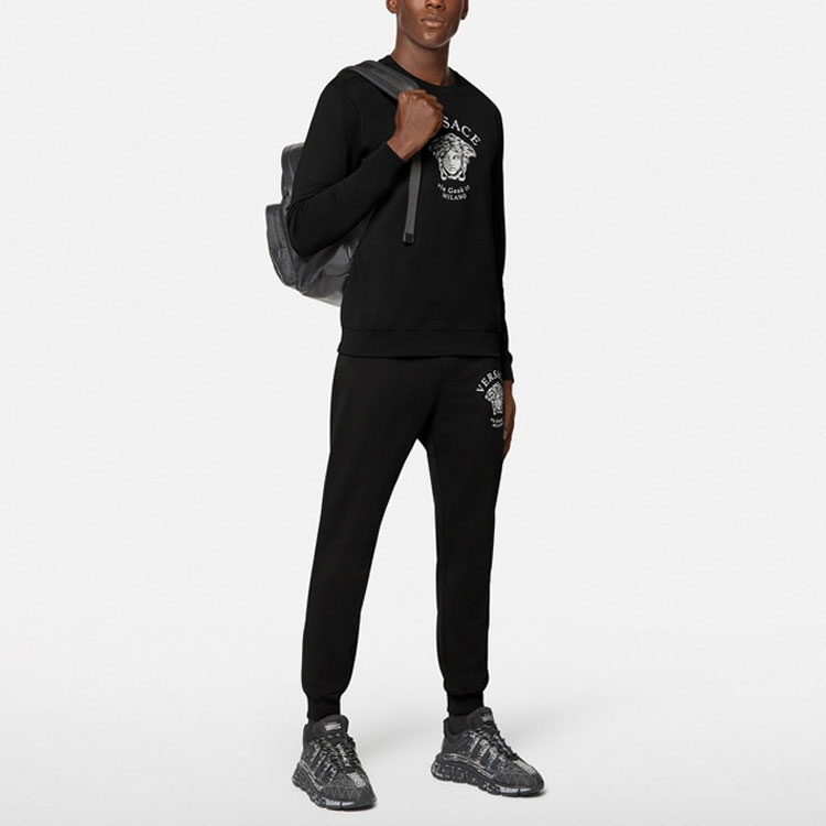 Shop 范思哲 黑色针织标志印花运动裤. A88745-A231242-A1008