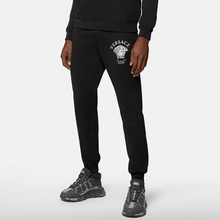 Purchase 范思哲 黑色针织标志印花运动裤. A88745-A231242-A1008