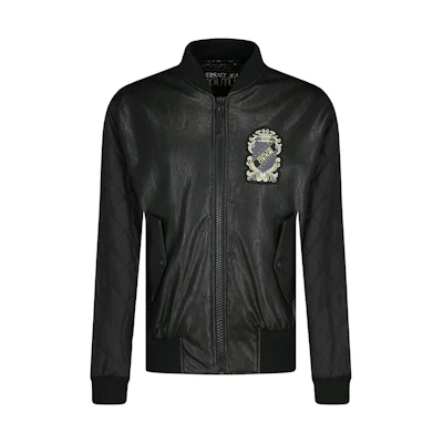 Versace Black Leather Fashion Jacket with Logo C1GZB912-HSH00-899