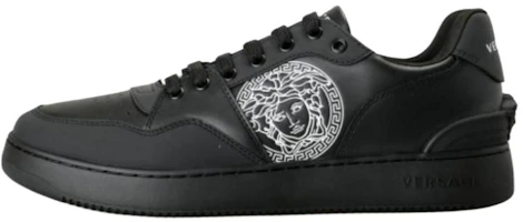 VERSACE Black Leather Low-Top Casual Sneakers 1002779-1A02195_2B770 VERSACE Black Leather Low-Top Casual Sneakers 1002779-1A02195_2B770
