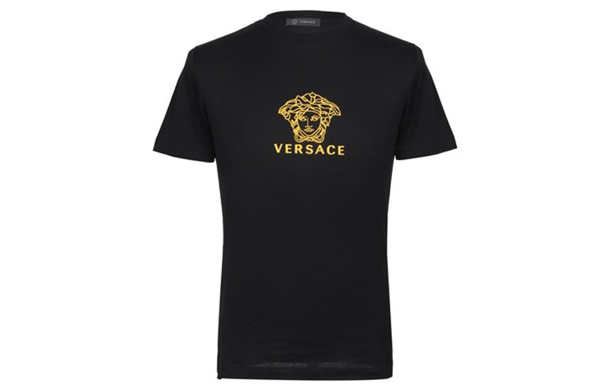 VERSACE Black Letter Graphic Print Crewneck T-Shirt A82396-A224589-A92Y