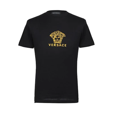 VERSACE Black Letter Graphic Print Crewneck T-Shirt A82396-A224589-A92Y