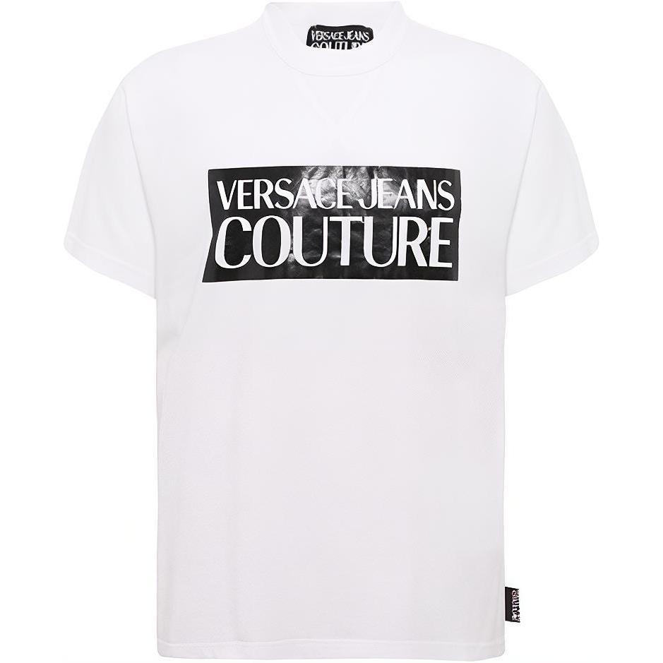 VERSACE Black Letter Logo Print White T-Shirt B3GVA7-VN30331-L02