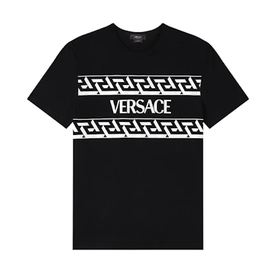 VERSACE Black Letter Logo Printed Crewneck T-Shirt. 1002428-1A01780-1B000