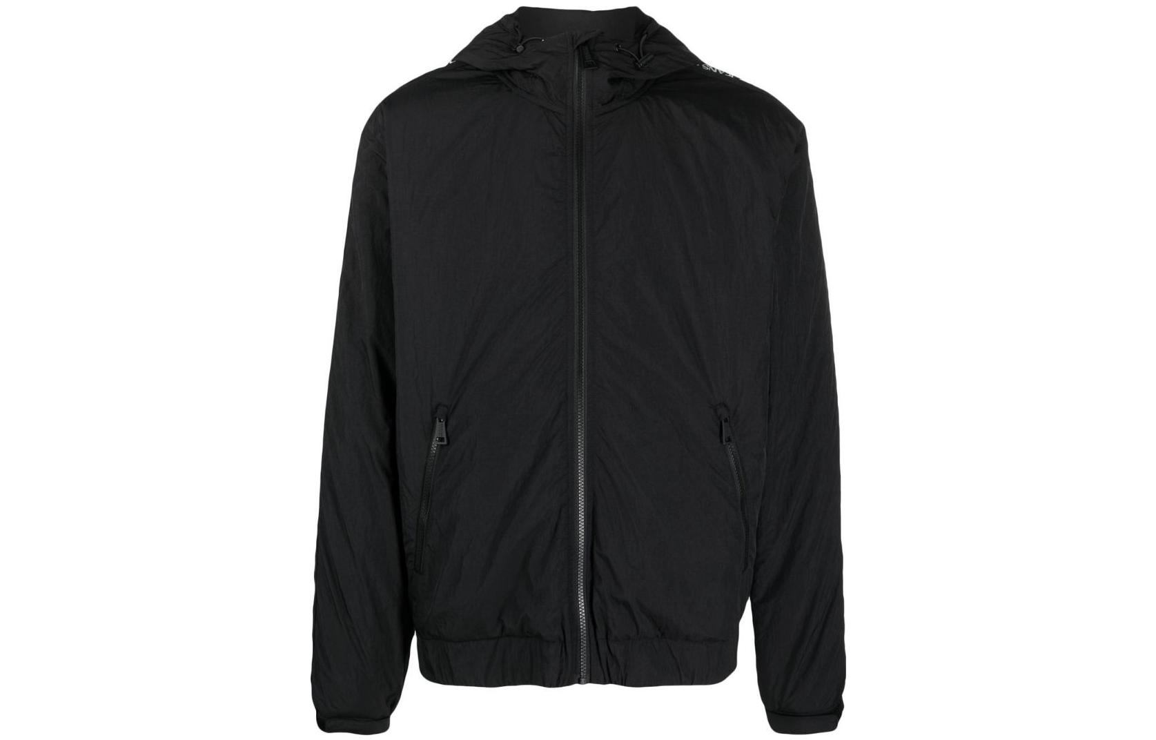 Versace Black Letter Print Hooded Jacket 73AS4D6-CQQ5D-899