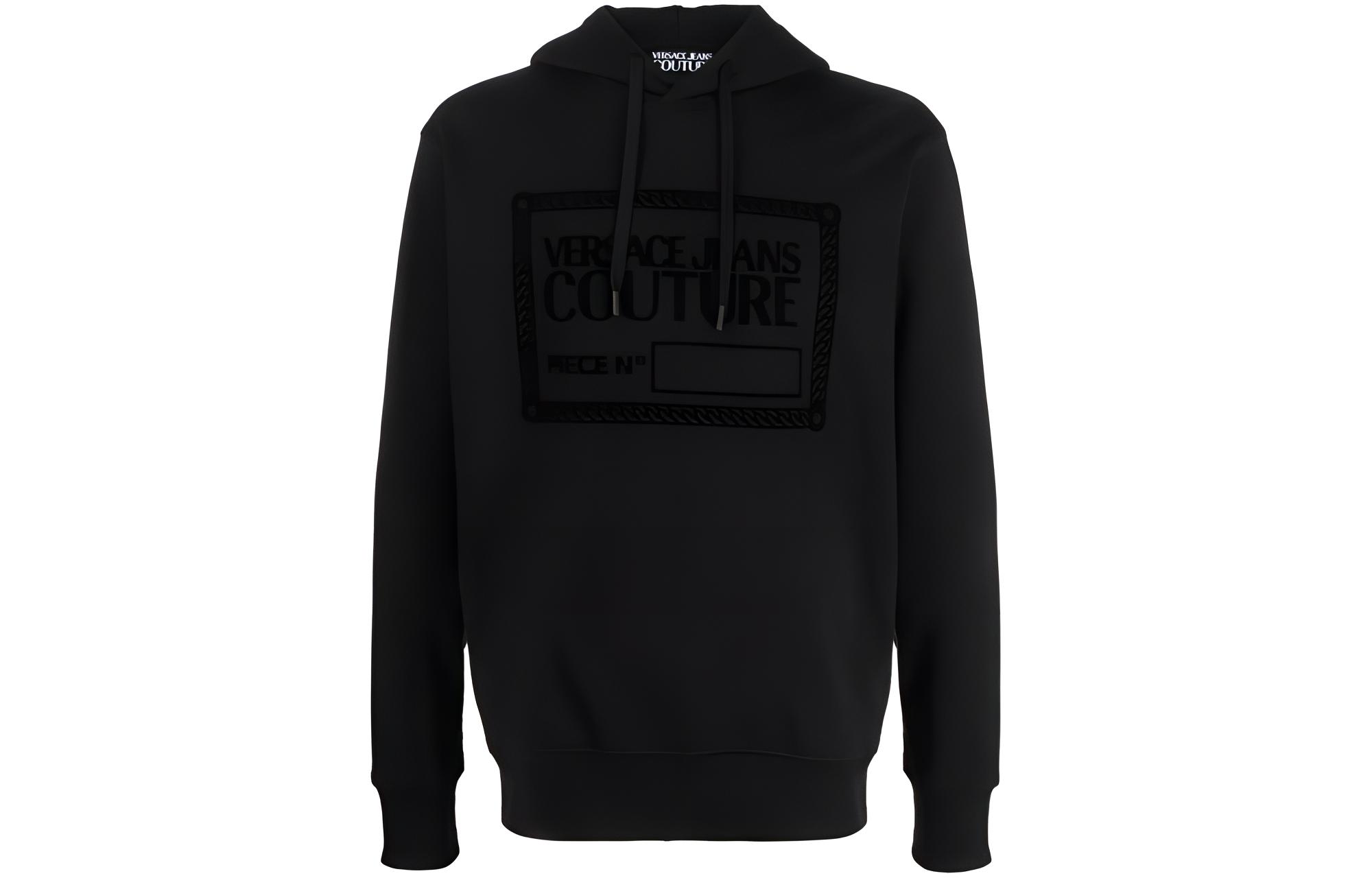 Versace Black Letter Print Hoodie 75GAIT10-CF06T-899