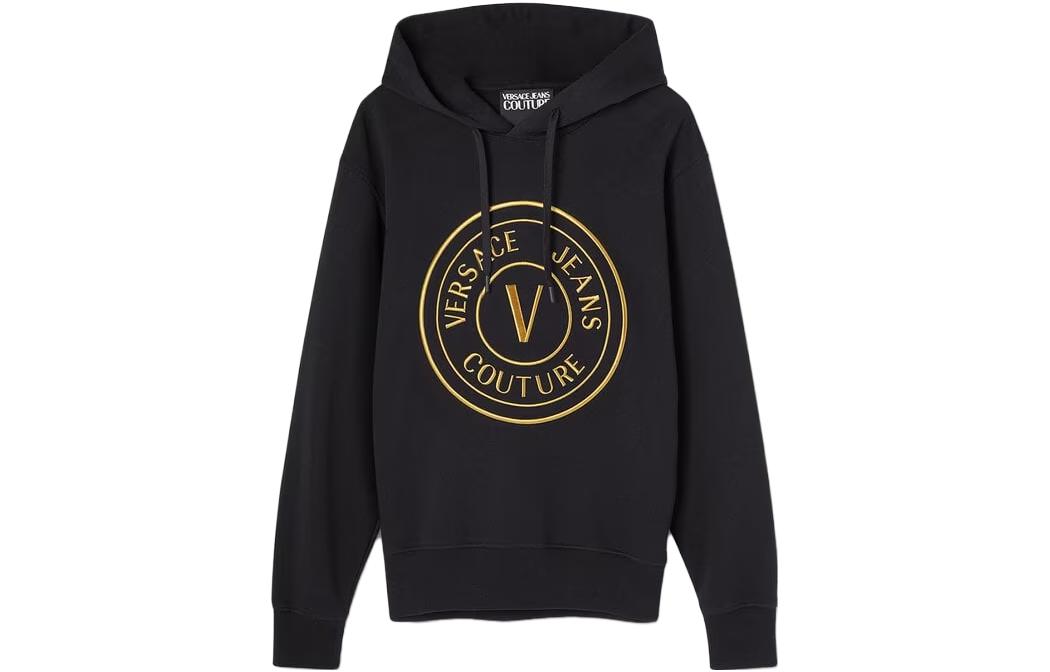 Versace Black Letter Print Loose Fit Hoodie E74GAIT05-ECF01T-EG89