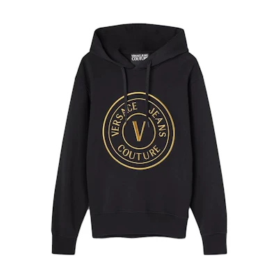 Versace Black Letter Print Loose Fit Hoodie E74GAIT05-ECF01T-EG89