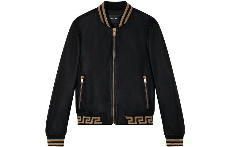 VERSACE Black Letter Zip Baseball Collar Jacket A81890-1L00176-2B150