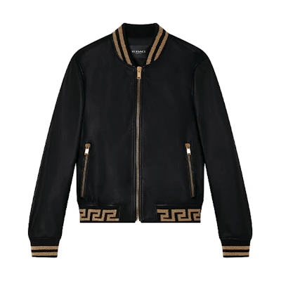 VERSACE Black Letter Zip Baseball Collar Jacket A81890-1L00176-2B150