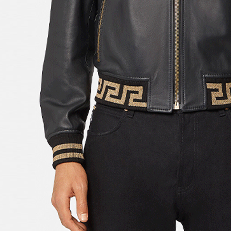 Details for VERSACE 黑色字母拉鍊棒球領夾克 A81890-1L00176-2B150