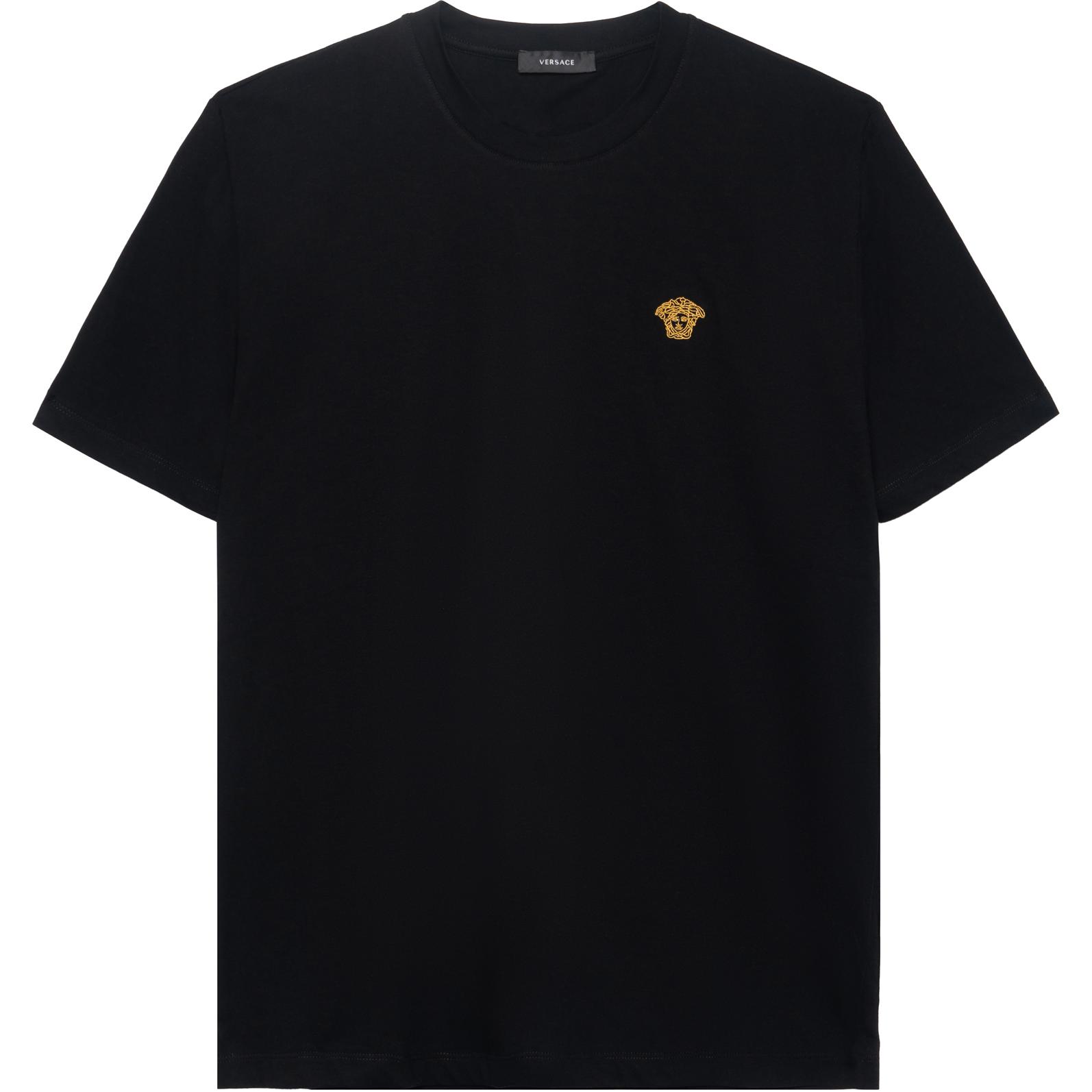 Versace Black Logo Embroidered Crew Neck Short Sleeve T-Shirt A89289-A228806-A1008