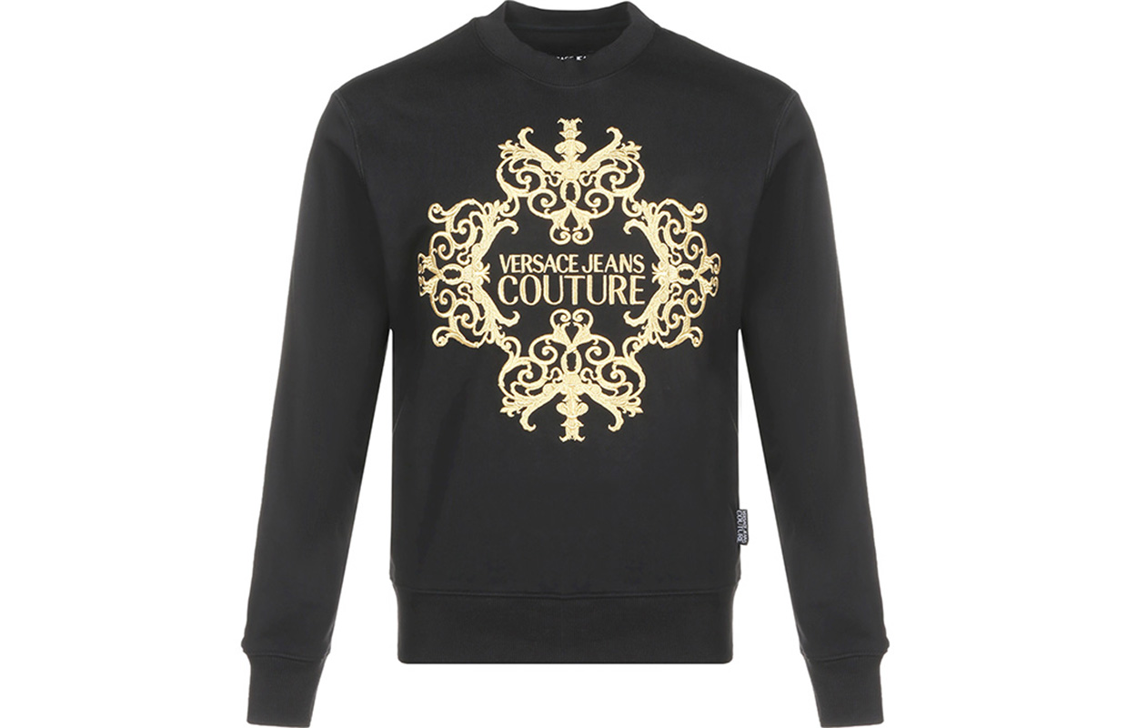 Versace Black Logo Embroidered Crewneck Long Sleeve Sweatshirt B7GZA712-13988-K42